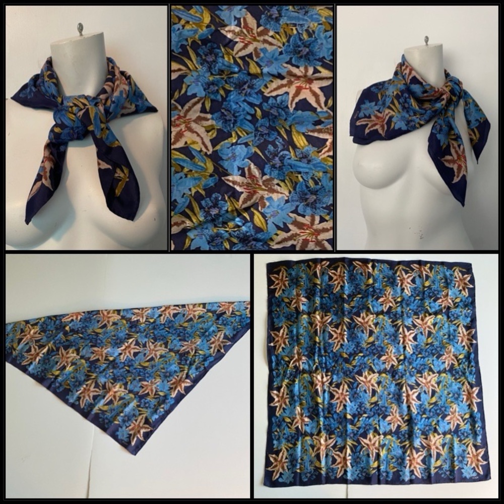 Echo Blue Floral Decorative Print Scarf